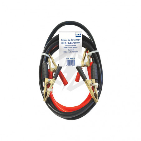 cable dépannage démarrage PRO GYS 500A 25mm² longueur 3M Pince pro laiton pur