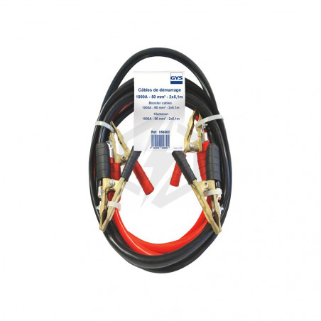 cable dépannage démarrage PRO GYS 1000A 50mm² longueur 5.1M Pince laiton pur