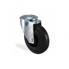 Roulette à oeil pivotante caoutchouc noir diamètre 80mm charge 50kg