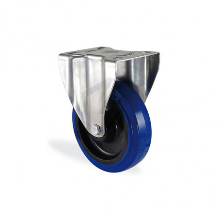 Roulette fixe caoutchouc bleu elastique diamètre 100mm charge 150kg