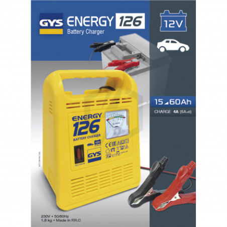 Chargeur de batterie GYS Energy 126 12V 4-6ah pour batterie de 15 à 60ah 023222