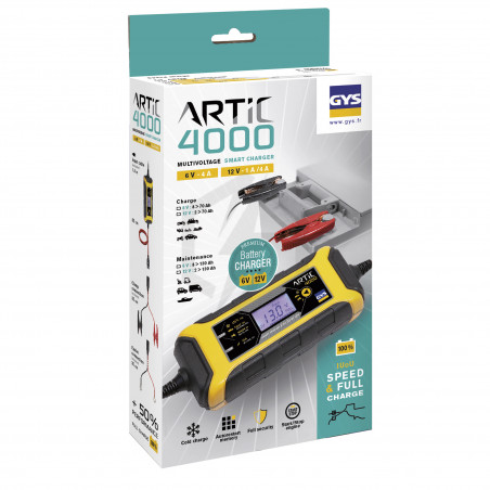 Chargeur de batterie GYS Artic 4000 pour batterie 6V 12V de 8 à 70ah 029583