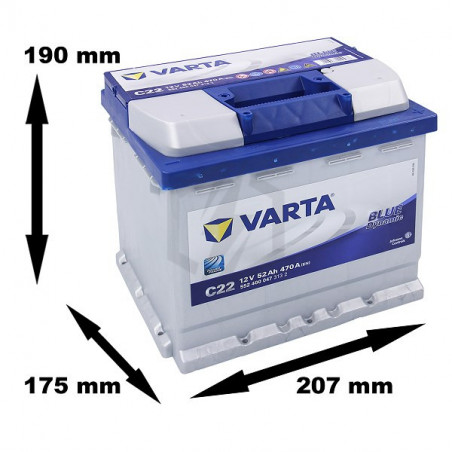 Batterie Varta Blue Dynamic C22 12v 52ah 470A 552 400 047 L1D