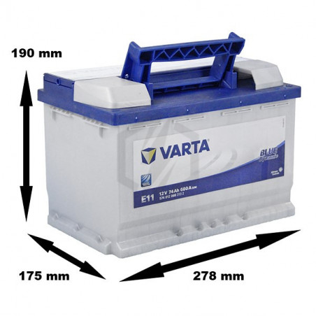 Varta E11. Batterie de voiture Varta 74Ah 12V