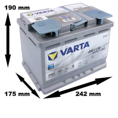 Batterie Varta START-STOP AGM D52 12V 60ah 680A 560 901 068 L2D