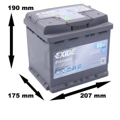 Batterie Exide Premium EA530 12v 53AH 540A L1D