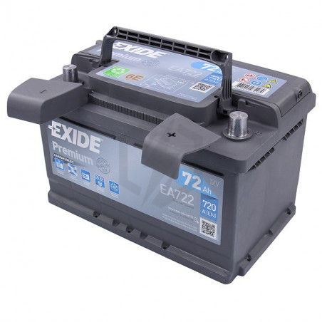 Exide Premium EA722 TYPE 100/096 Car Van Battery - 12V 72Ah 720A - 4 Years  Warranty (Please check size before buying) : : Automotive