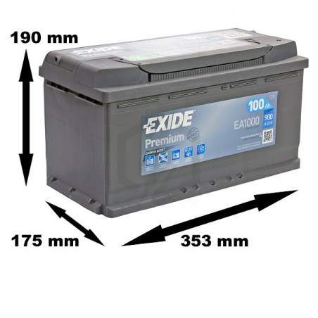 Batterie Exide Premium EA1000 12v 100AH 900A L5D