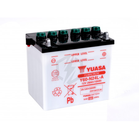 Batterie moto YUASA Y60-N24L-A 12V 29.5AH 241A