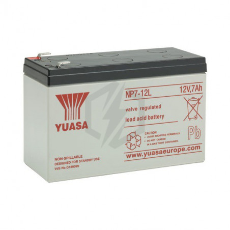 Batterie Plomb Yuasa 12V 7Ah cosses Larges NP7-12L