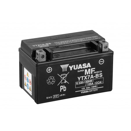 Batterie moto YUASA YTX7A-BS 12V 6.3AH 105A