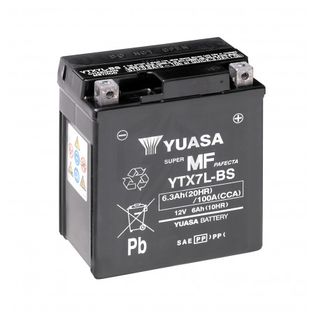 Batterie moto YUASA YTX7L-BS 12V 6.3AH 100A