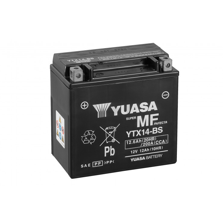 Batterie moto YUASA YTX14-BS 12V 12.6AH 200A