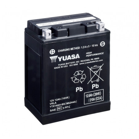 Batterie moto YUASA YTX14AH-BS 12V 12.6AH 210A