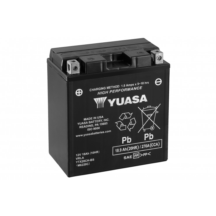 Batterie moto YUASA YTX20CH-BS 12V 18.9AH 270A