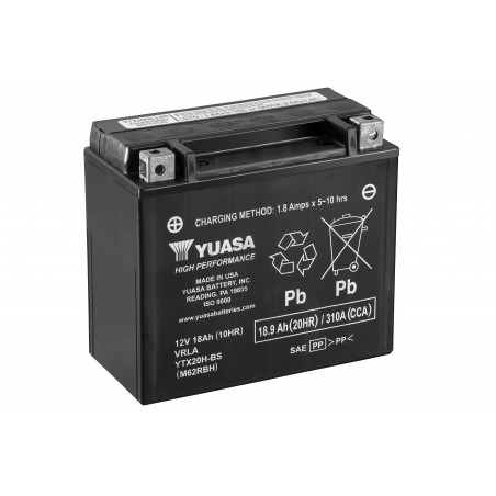 Batterie moto YUASA YTX20H-BS 12V 18.9AH 310A