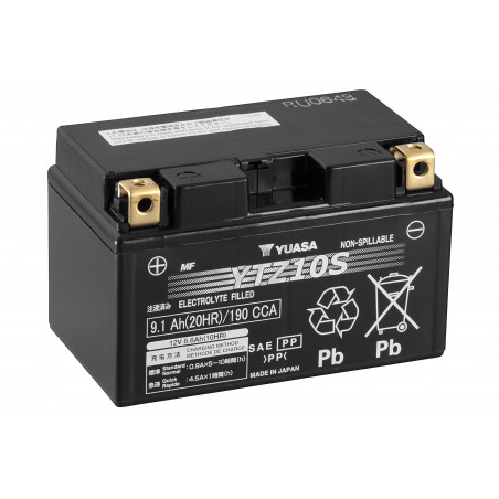 Batterie moto YUASA YTZ10S 12V 9.1AH 190A