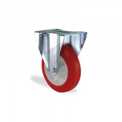 Roulette fixe polyuréthane rouge diamètre 100mm charge 150kg