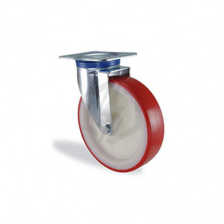 Roulette pivotante polyuréthane rouge diamètre 150mm charge 400kg