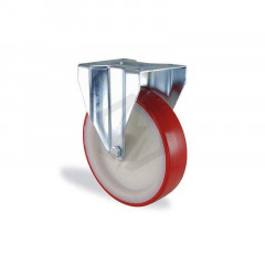 Roulette fixe polyuréthane rouge diamètre 200mm charge 400kg
