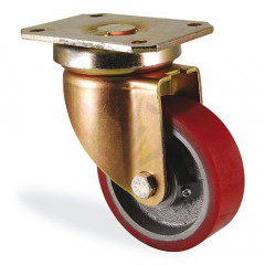 Roulette pivotante polyuréthane rouge forte charge diamètre 150mm charge 700kg