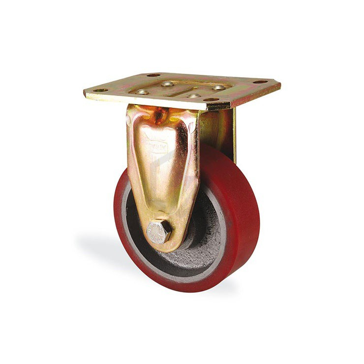 Roulette fixe polyuréthane rouge forte charge diamètre 200mm charge 1000kg