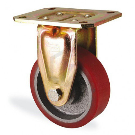 Roulette fixe polyuréthane rouge forte charge diamètre 200mm charge 1000kg