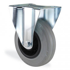Roulette fixe caoutchouc gris souple diamètre  100mm charge 70kg