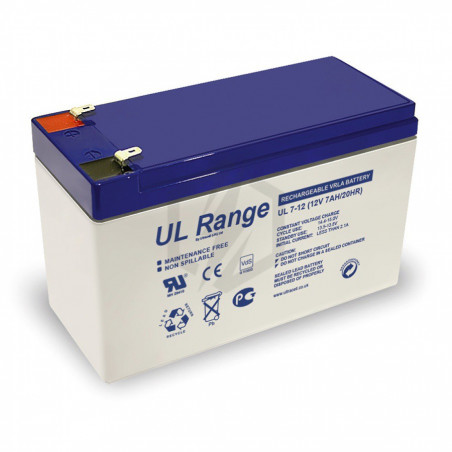 Batterie plomb étanche UL7-12 Ultracell 12v 7ah