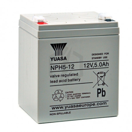 Batterie Plomb étanche NPH5-12 Yuasa 12V 5ah