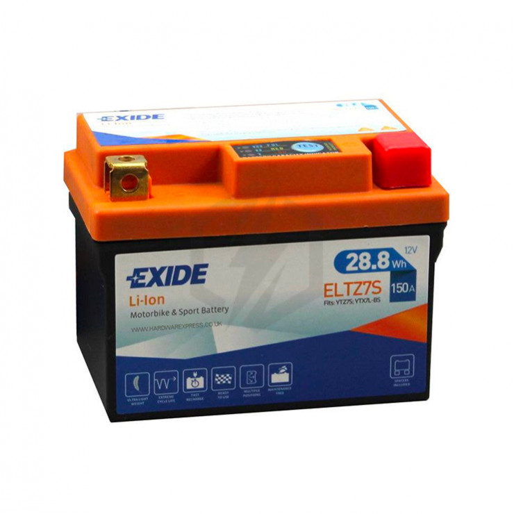 Batterie moto YTZ7S Exide Lithium Li-ion 12V 2.4AH 150A ELTZ7S YTX7L-BS