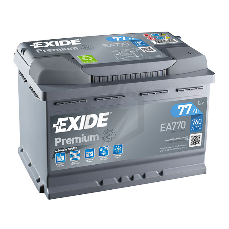 Batterie Exide Xtreme EA770 12v 77ah 760A 278x175x190mm Droite