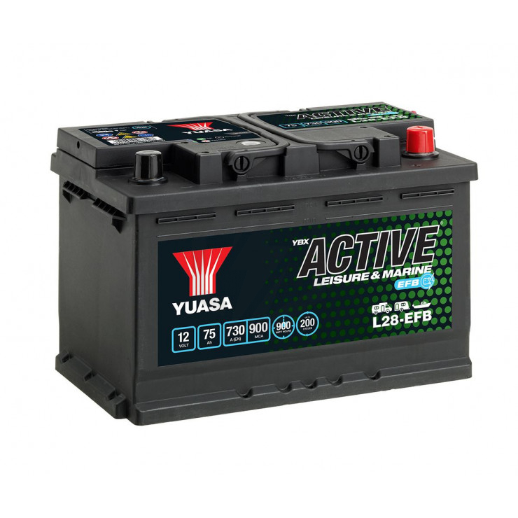 Batterie décharge lente Yuasa L28-EFB Leisure 12v 75ah