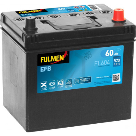 Batterie Fulmen EFB Start And Stop FL604 12V 60ah 520A