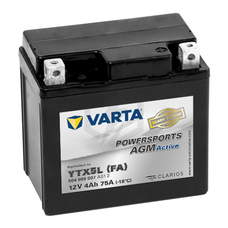 Batterie Moto VARTA AGM Active YTX5L-BS 12V 4AH 75A 503909007