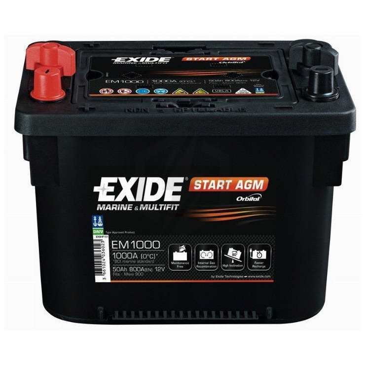 Batterie EXIDE Dual AGM EM1000 12V 50ah 800A