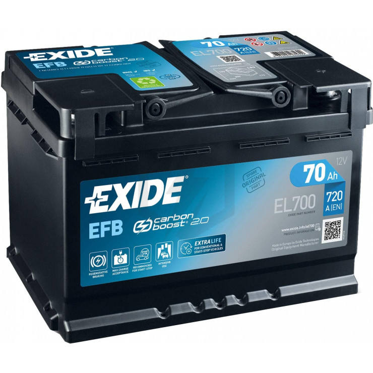 Batterie Varta Blue Dynamic Efb EFB. N70. 70Ah - 760A(EN) 12V. L3 Box  (278x175x190mm) - VT BATTERIES