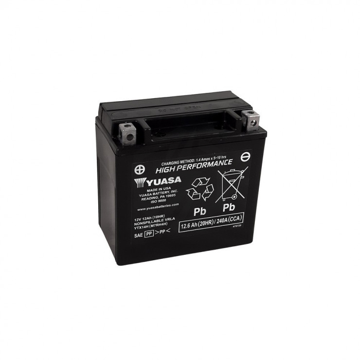 Batterie moto YUASA YTX14H VRLA AGM 12v 12.6ah 240A Active