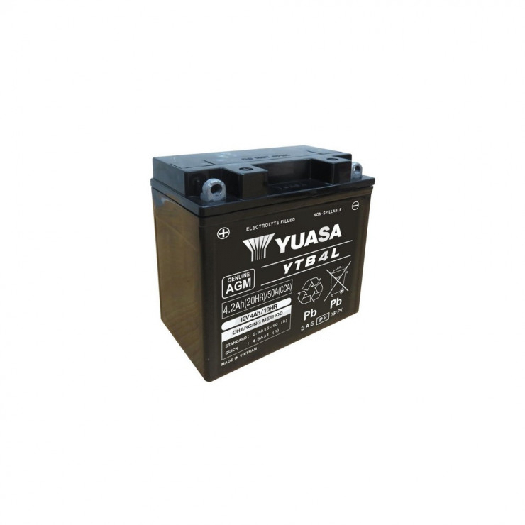 Batterie moto YUASA YTB4L VRLA AGM 12v 4.2ah 50A idem YB4L-B