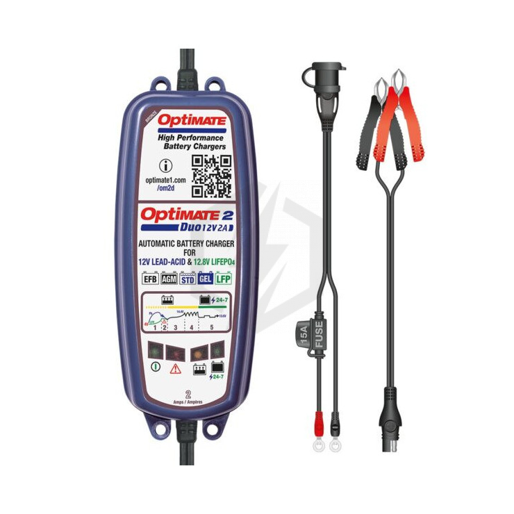 Tecmate Optimate TM-500v3 DC-DC 12V 2A Acculader & Druppellader - Off-Grid Voor Loodzuur En Lithium