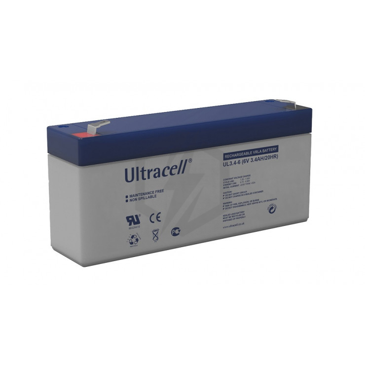 Batterie plomb étanche UL3.4-6 Ultracell 6v 3.4h