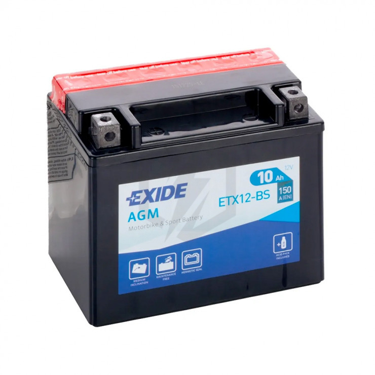Batterie moto Exide ETX12-BS YTX12-BS 12v 10ah 150A