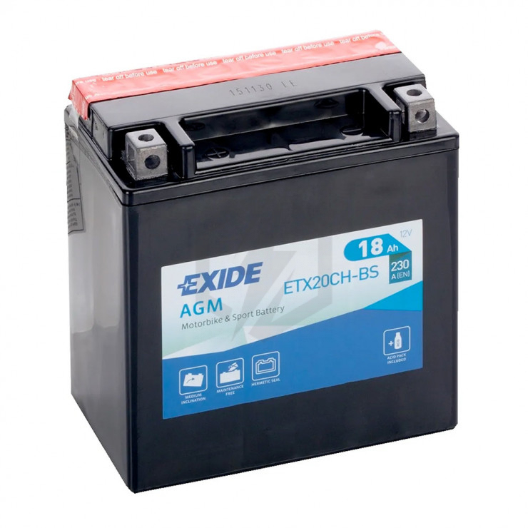 Batterie moto Exide ETX20CH-BS YTX20CH-BS 12v 18ah 230A