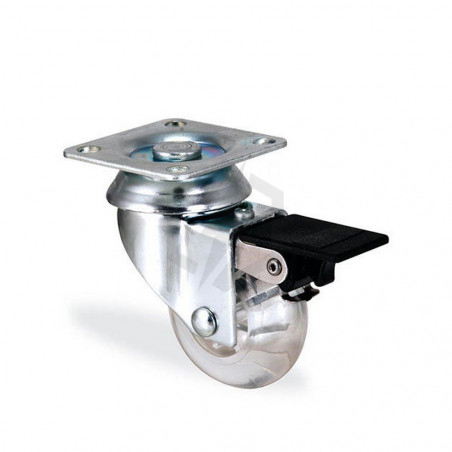 Roulette pivotante à frein polycarbonate diamètre 50mm charge 40kg