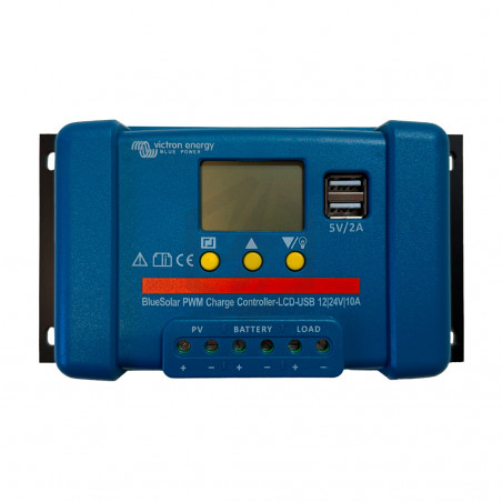 Contrôleur de charge BlueSolar PWM LCD/USB 12/24v 10A SCC010010050