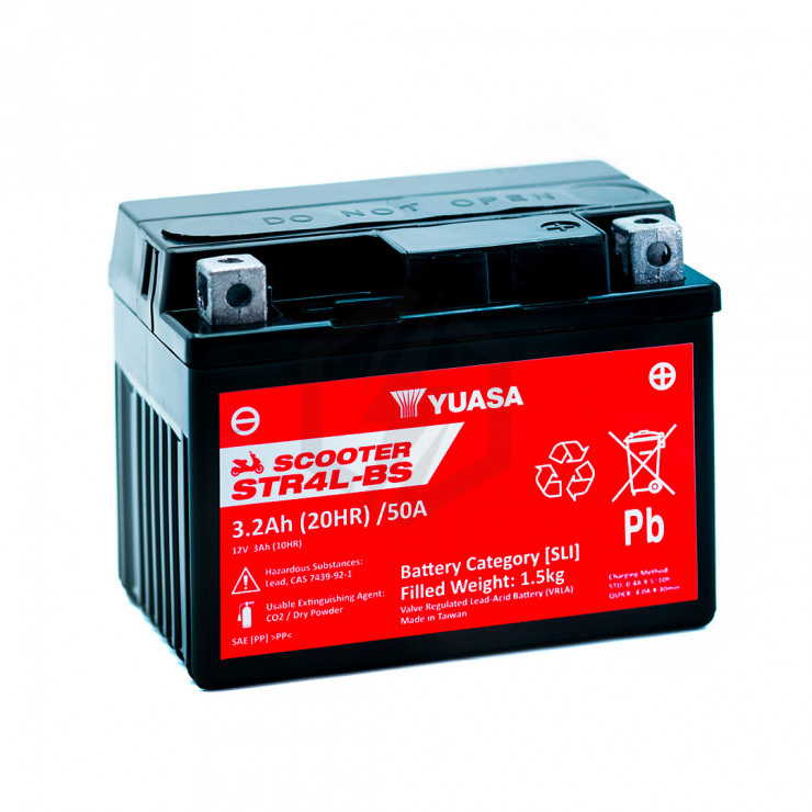 Batterie scooter YUASA STR4L-BS YTX4L-BS 12V 3.2AH 50A