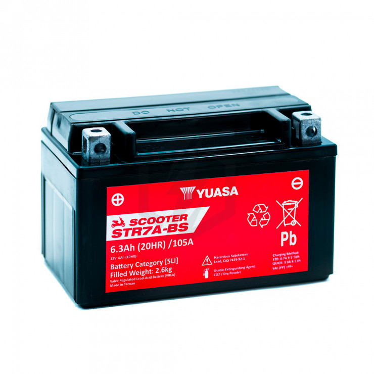 Batterie scooter YUASA STR7A-BS YTX7A-BS 12V 6AH 105A