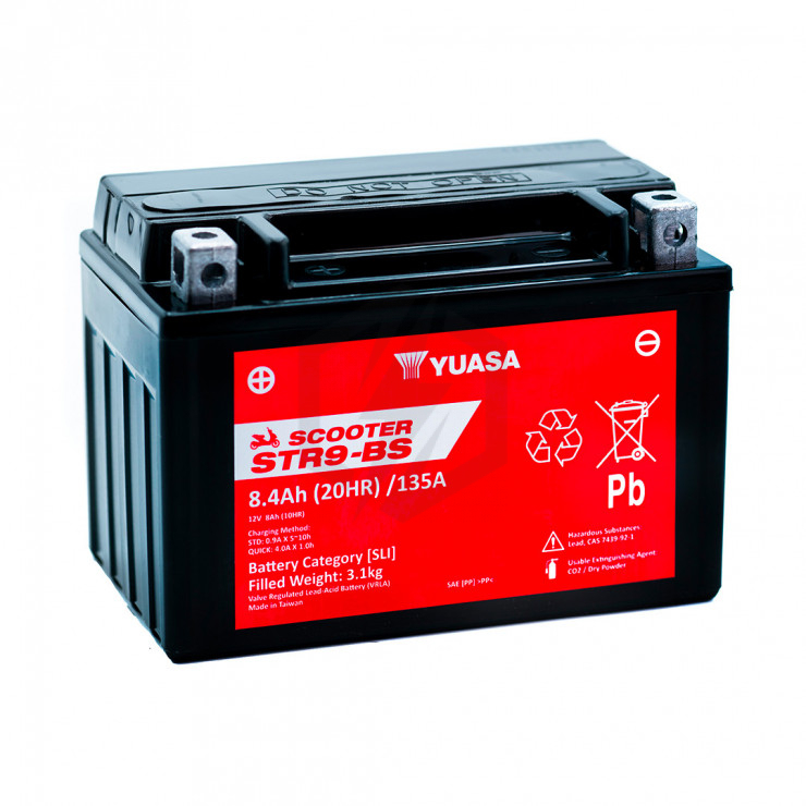 Batterie scooter YUASA STR9-BS YTX9-BS 12V 8AH 135A
