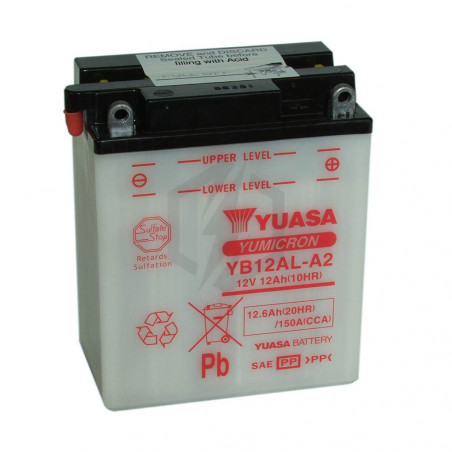 Batterie moto YUASA YB12AL-A2 12V 12.6AH 150A