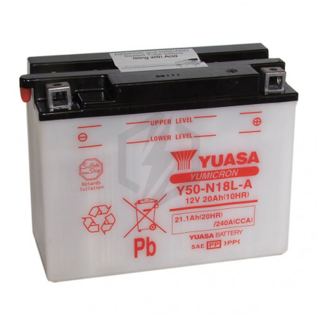 Batterie moto YUASA Y50-N18L-A 12V 21.1AH 240A